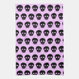 Lila Gothic Skulls Kitchen Towel Theedoek