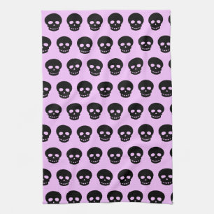 Lila Gothic Skulls Kitchen Towel Theedoek