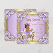Lila gouden etnische prinses babyshower uitnodigin kaart (Voorkant / Achterkant)