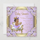 Lila gouden etnische prinses babyshower uitnodigin kaart (Voorkant)