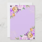 Lila Gouden Prinses Glitter Tiara Quinceanera Kaart (Achterkant)