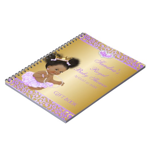 Lila goudgiftgast van de Afrikaanse Amerikaanse pr Notitieboek (Linkerzijde)