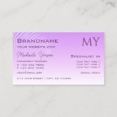 Lila gradiënt van pasta en palmleder met monogram visitekaartje (Achterkant)