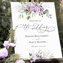 Lila Greenery Boho Welcome Wedding Sign