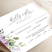 Lila Greenery Script Wedding RSVP Reply Kaart