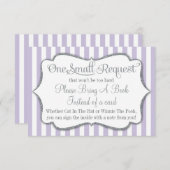 Lila grijs Baby shower brengt een boek Kaart laven (Voorkant / Achterkant)