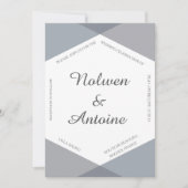 Lila grijs blauw hexagon elegant modern huwelijk kaart (Voorkant)