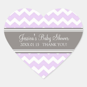 Lila Grijs Chevron Baby shower Favor Stickers