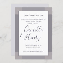 Lila grijs wit blush elegante moderne bruiloft kaart