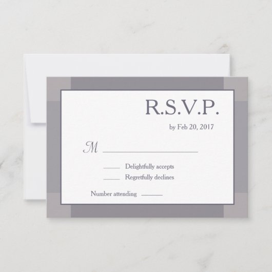 Lila grijs wit blush moderne bruiloft RSVP Kaart (Voorkant)