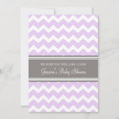 Lila grijze Chevron Custom Baby Shower Invitaties Kaart (Voorkant)