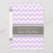 Lila grijze Chevron Custom Baby Shower Invitaties Kaart (Voorkant / Achterkant)