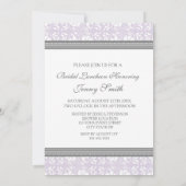 Lila grijze Damask Bridal Lunch Invitation Cards Kaart (Achterkant)