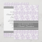 Lila grijze Damask Bridal Lunch Invitation Cards Kaart (Voorkant / Achterkant)
