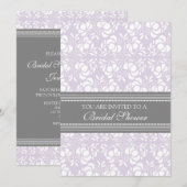 Lila grijze Damask Bridal Shower Invitation Cards Kaart (Voorkant / Achterkant)