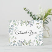 Lila groen bloemenbruiloft bedankje bedankkaart (Staand voorkant)