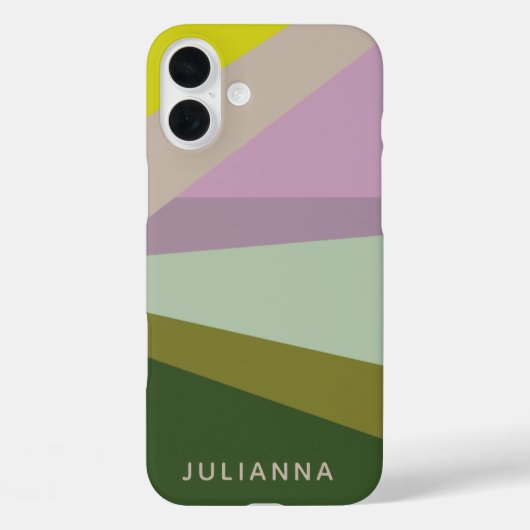 Lila Groen Geometrische kleurenblok Gepersonalisee Case-Mate iPhone Case (Achterkant)