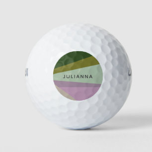 Lila Groen Geometrische kleurenblok Gepersonalisee Golfballen