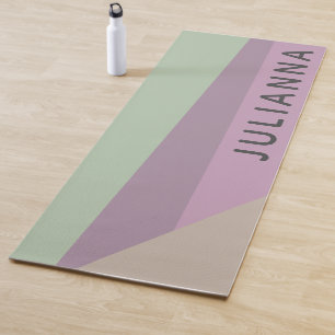 Lila Groen Geometrische kleurenblok Gepersonalisee Yogamat