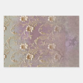 Lila & Groen Portret, Bloemen, In reliëf gemaakte Inpakpapier Vel (Voorkant 3)