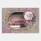 Lila & Groen Portret, Bloemen, In reliëf gemaakte Inpakpapier Vel (Voorkant)