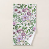 Lila Groen Wit  Botanische Bloemen Bad Handdoek (Handdoek)
