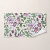 Lila Groen Wit  Botanische Bloemen Bad Handdoek (Handdoek)