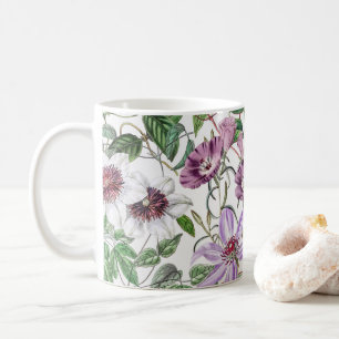 Lila Groen Wit Botanische Bloemen Koffiemok