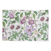 Lila Groen Wit  Botanische Bloemen Kussensloop (Achterkant)