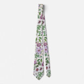 Lila Groen Wit Botanische Bloemen Stropdas (Voorkant)