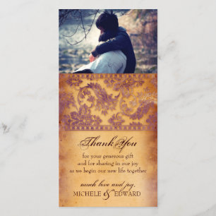 Lila grunge - Hartelijk dank voor uw fotokaart Bedankkaart