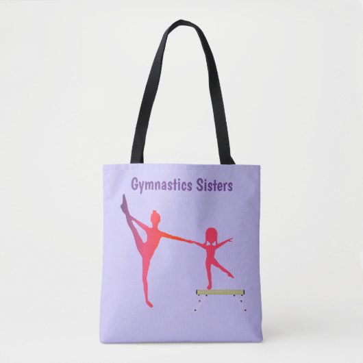 Lila gymnastiek zisters tote bag (Voorkant)