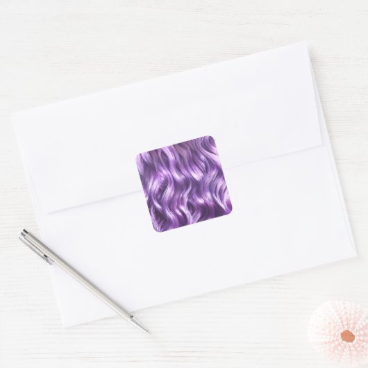 Lila Hair Background Square Sticker (Envelop)