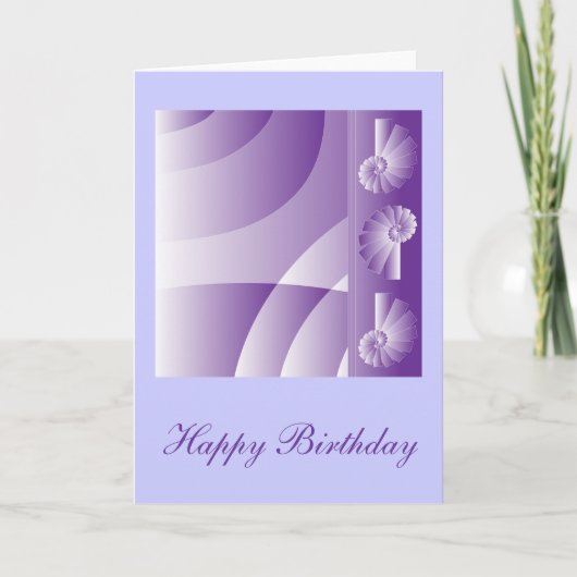 Lila "Happy Birthday" ontwerp Kaart (Voorkant)