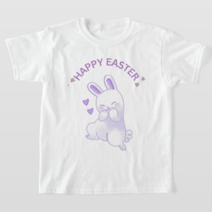 Lila "Happy Easter Iedereen" Liefdevolle konijn T-shirt