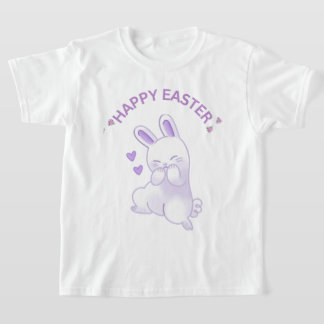 Lila "Happy Easter Iedereen" Liefdevolle konijn T-shirt