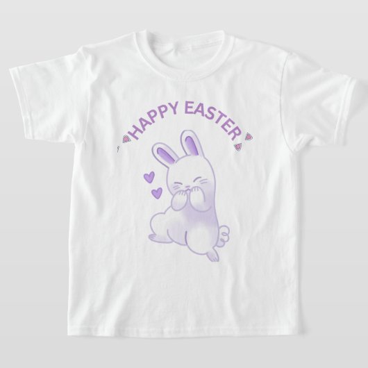 Lila "Happy Easter Iedereen" Liefdevolle konijn T-shirt (Laagn)