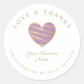 Lila hartliefde en Bedankt ter ondersteuning van b Ronde Sticker (Voorkant)