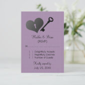 Lila hartslot en sleutelrespons Kaart (Staand voorkant)