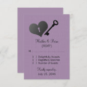 Lila hartslot en sleutelrespons Kaart (Voorkant / Achterkant)