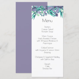 Lila & Heldergroene Botanische Bruiloft Menu