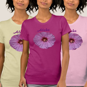 Lila Hibiscus Hawaiian Aloha T-shirt