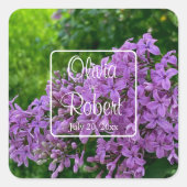 Lila huwelijk vierkante sticker (Voorkant)