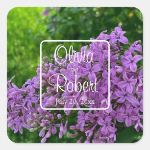 Lila huwelijk vierkante sticker