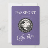 Lila huwelijksuitnodiging Costa Rica Passport Kaart (Achterkant)