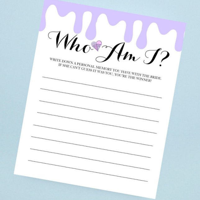 Lila Ice Cream Vrijgezellenfeest "Wie ben ik?" Gam (Creator heeft geüpload)