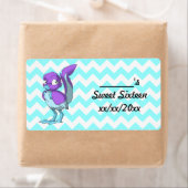 Lila/ijsblauw Reptilian Vogelwaterfles Etiket (Insitu)