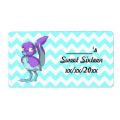 Lila/ijsblauw Reptilian Vogelwaterfles Etiket (Voorkant)