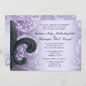 Lila "IJzervloer de lis" WEDDING INVITATIE Kaart (Voorkant / Achterkant)