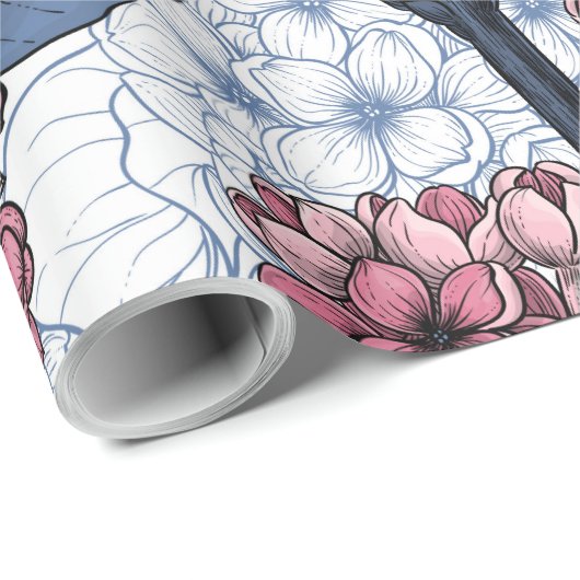 Lila in roze en blauw cadeaupapier (Rol Hoek)